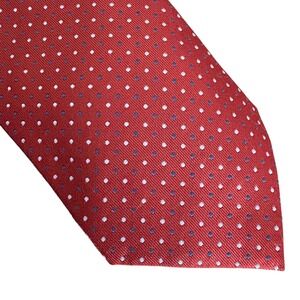 Chaps 100% Silk Tie Burgundy‎ Red Polka Dot Pattern Handmade Men's Necktie